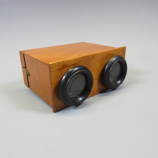 Antique French wooden stereoscope viewer