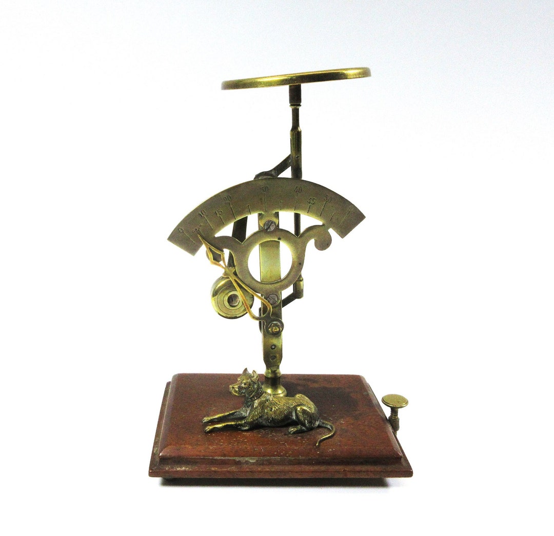 Antique Victorian Figural Postal Gram Scale With Bronze Great Dane Dog