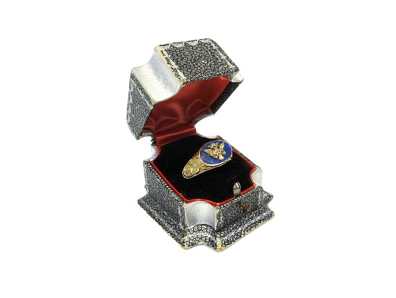 Vintage 14k Gold & Lapis Stone Faberge Man's Ring Size 12 1 Vintage 14k Gold & Lapis Stone Faberge Man's Ring Size 12 1