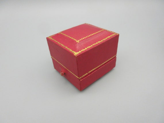 Antique pink/red & gold ring box in original oute… - image 6