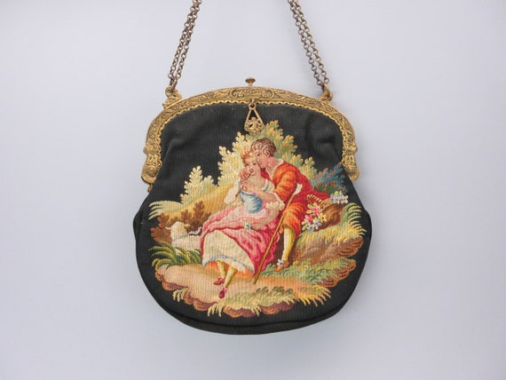 Antique French figural Aubusson tapestry Ladies p… - image 1