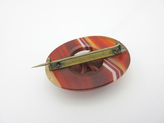 Large Victorian figured Agate stone brooch in buc… - image 5