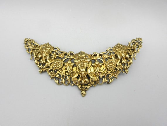 Antique gilded silver Stomacher pin brooch with N… - image 5