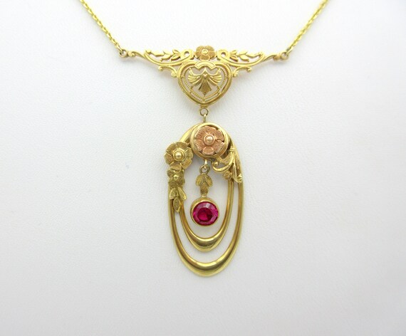 Stunning vintage 14k gold and pink tourmaline 194… - image 3