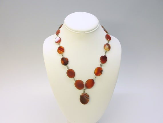 Antique Agate stone necklace with drop pendant