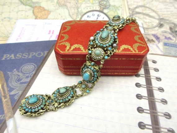 Best antique gilded silver Hungarian bracelet wit… - image 1