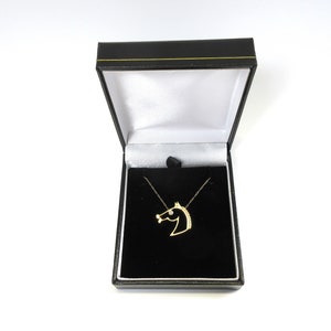 Vintage 14k gold and diamond horse head pendant necklace on gold chain