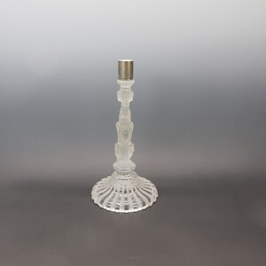 Antique Baccarat glass lamp base with full figure seated Dog stem