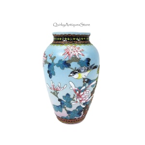 Antique Japanese Meiji vase cloisonne on porcelain with sharkskin glaze signed