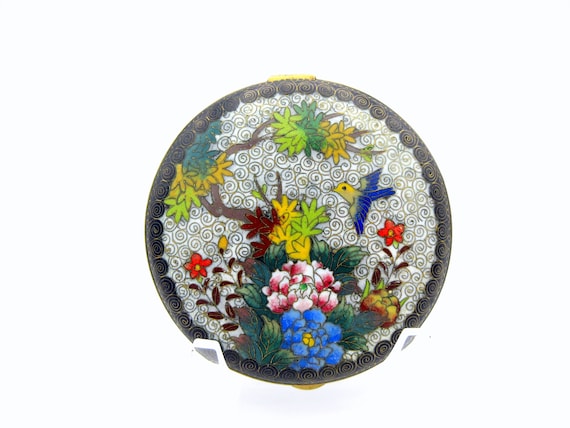 Vintage Chinese cloisonne loose powder compact - image 1