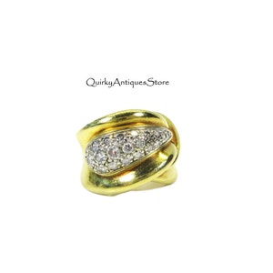 Vintage Estate 18k gold and pave diamond Designer ring size 6 weighs 10.5 grams