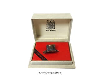 Antique American Mac Lachlan top hat sterling silver advertising charm in original box