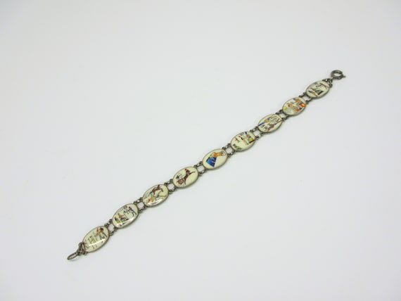 Antique Art Deco Egyptian Revival enamel bracelet… - image 8