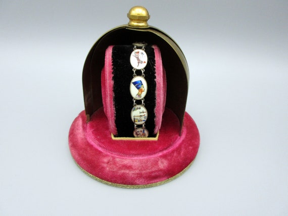 Antique Art Deco Egyptian Revival enamel bracelet… - image 1