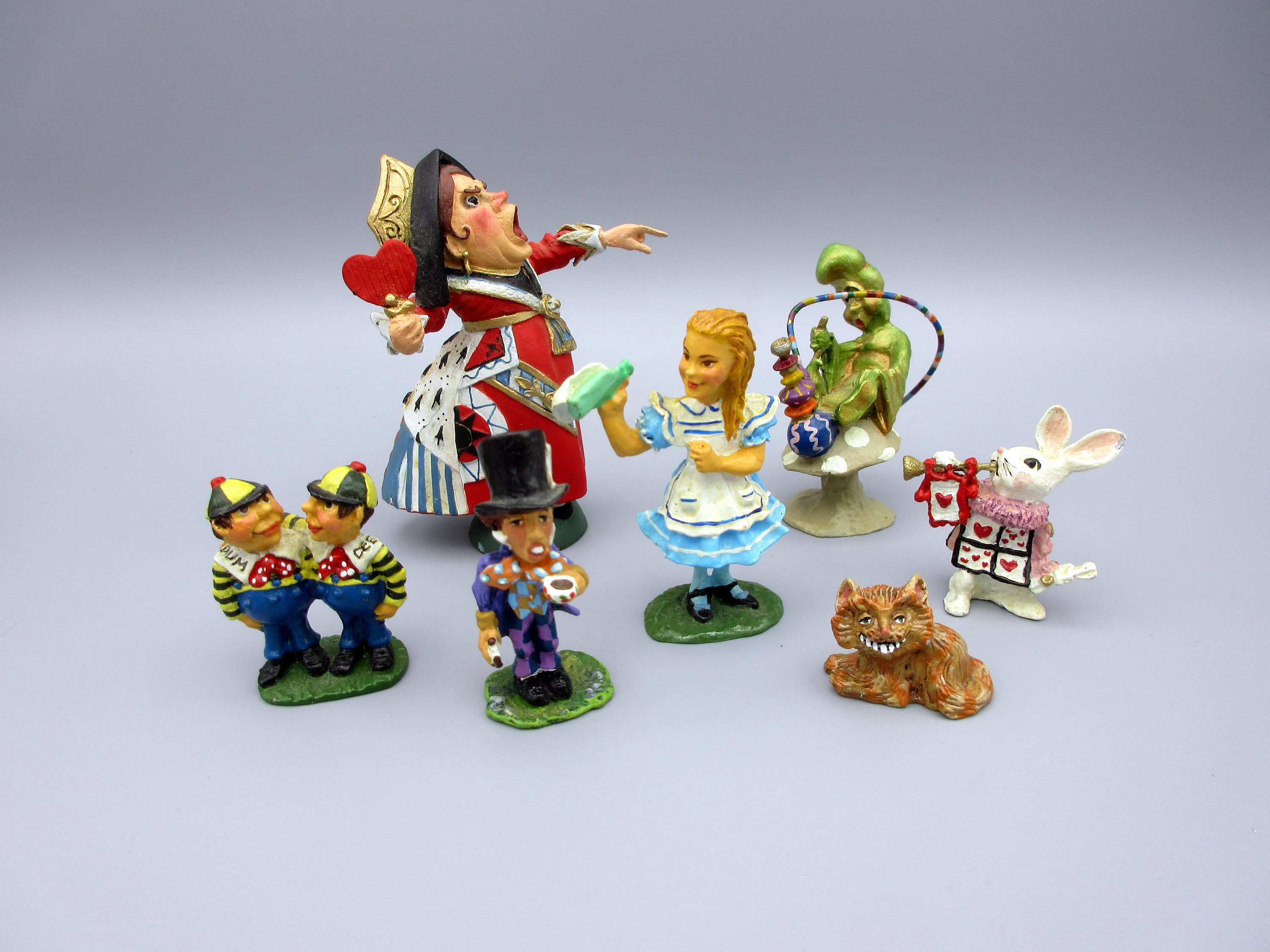 7 Vintage Cold Painted Metal Alice in Wonderland Figurines John Tenniel -   Finland