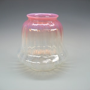 Antique pink to clear vaseline glass oil lamp shade