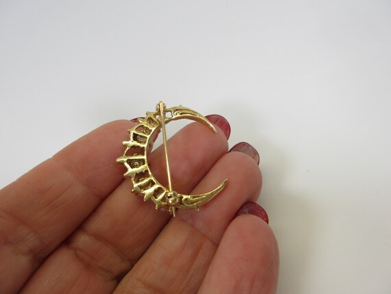 Antique 14k gold and opal Crescent moon celestial… - image 8