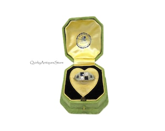 Unusual antique Art Deco platinum diamond & sapphire ring in a checkboard pattern for Men or Women size 8 1/2