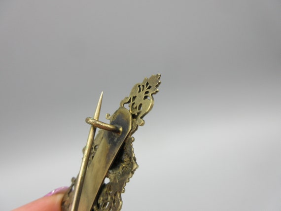 Antique gilded silver Stomacher pin brooch with N… - image 8