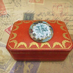 Large 1 1/4&quot; antique floral enamel and champleve button #4