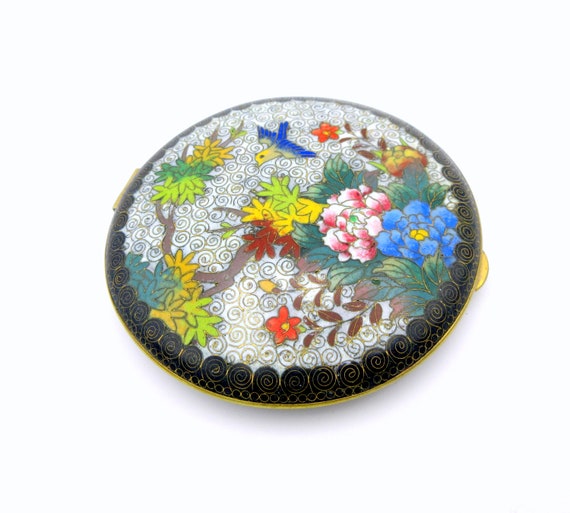 Vintage Chinese cloisonne loose powder compact - image 3