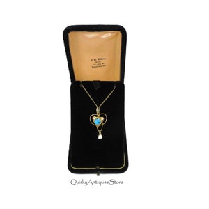 Antique 16ct gold & turquoise Murrle Bennett Art Nouveau pendant on 14k gold chain