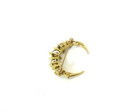 Antique 14k gold and opal Crescent moon celestial… - image 7