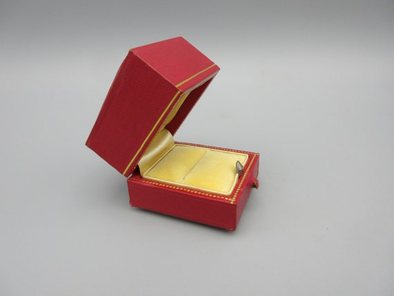 Antique pink/red & gold ring box in original oute… - image 3