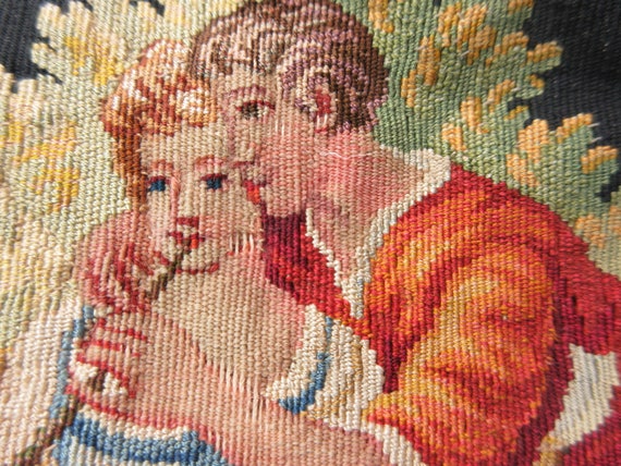 Antique French figural Aubusson tapestry Ladies p… - image 3
