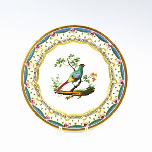 Antique French porcelain hand painted Bird cabinet plate 8 1/4&quot;