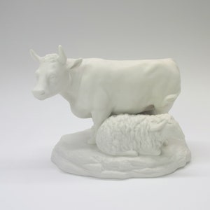 1882 W.H Goss Parian porcelain statue of a cow and sheep