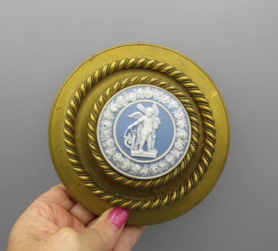 Large Victorian gilded bronze jewelry box casket with… Gem