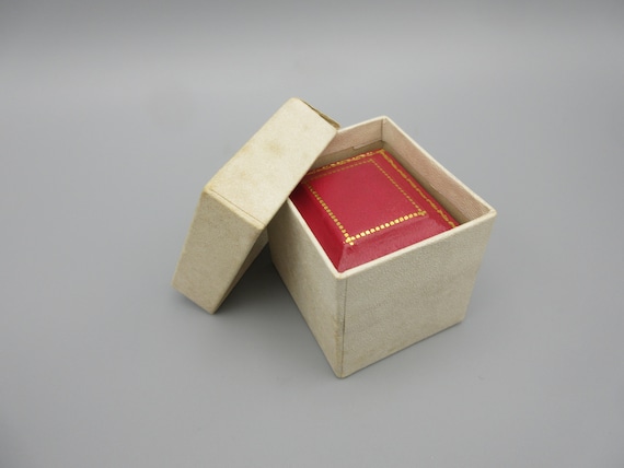 Antique pink/red & gold ring box in original oute… - image 7