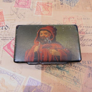 Antique hand painted portrait snuff box inscribed Alex Aquila 1863