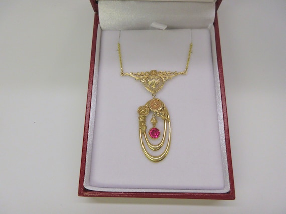 Stunning vintage 14k gold and pink tourmaline 194… - image 8