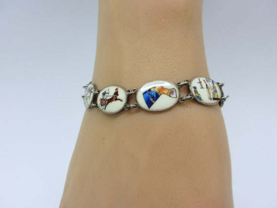 Antique Art Deco Egyptian Revival enamel bracelet… - image 3