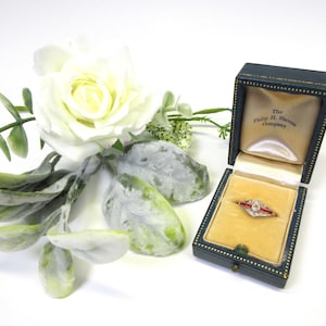 Antique French Belle Epoch 18k gold diamond & ruby ring size 4 3/4