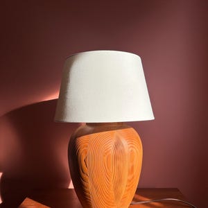 Vintage French Solid Wood Mid Century Lamp