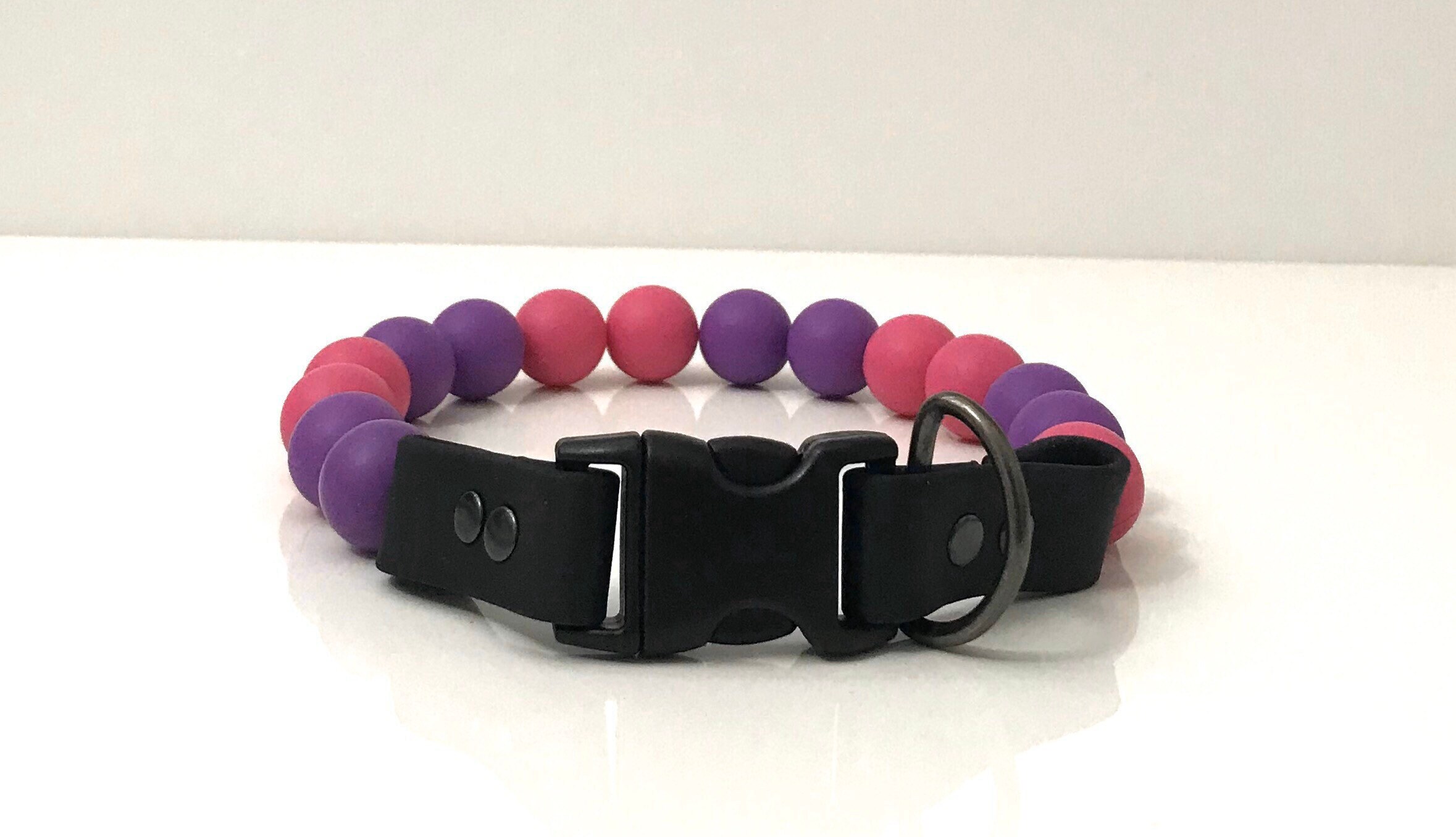 Bead Dog Collar 22 example pink purple silicone beaded Etsy