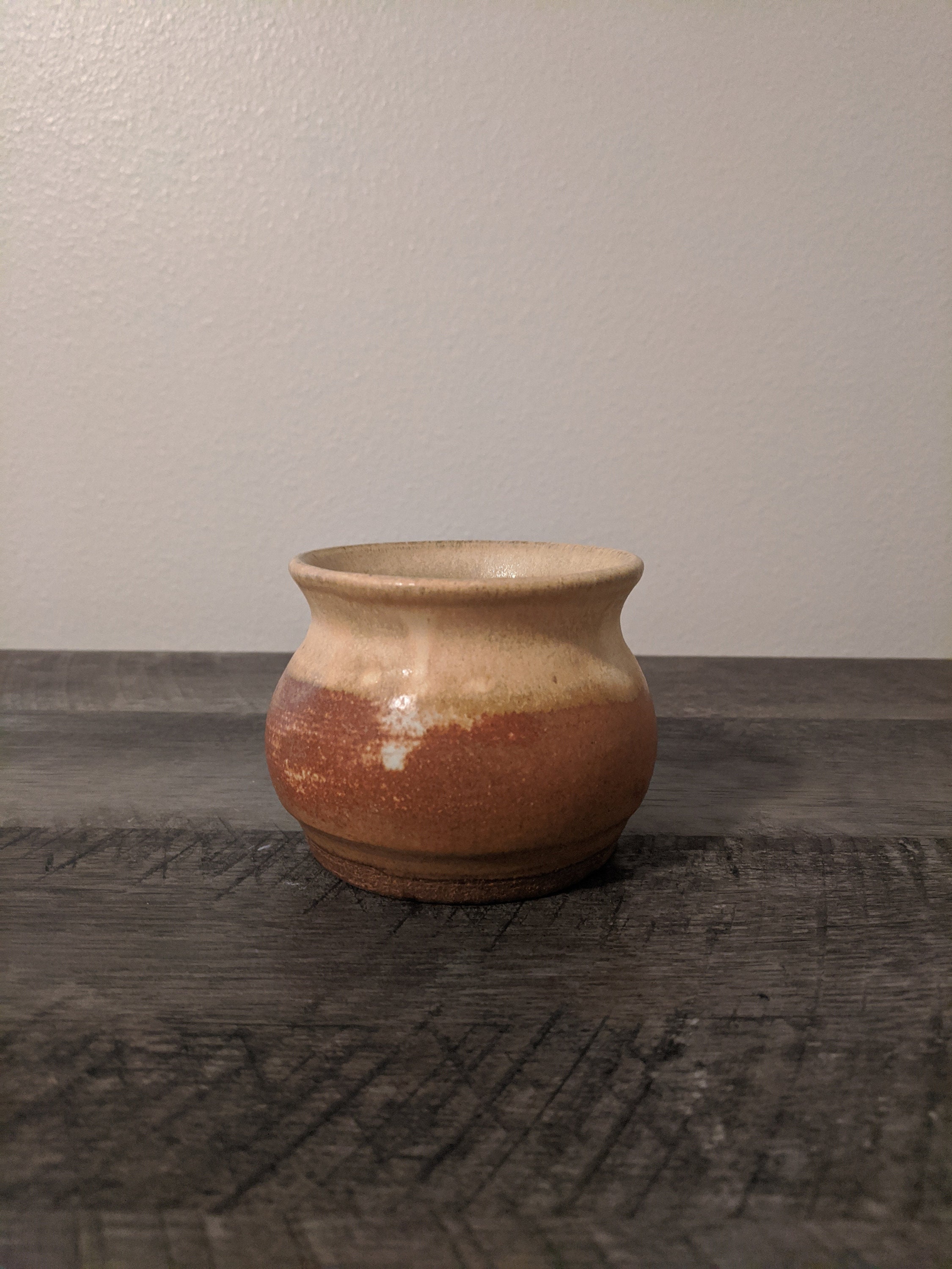 小さな茶色と黄褐色の陶器の花瓶 2と3/4インチ×3と3/4インチ - Etsy 日本