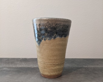 Gold and Blue Pottery Vase 5 and a half inches by 4 inches
