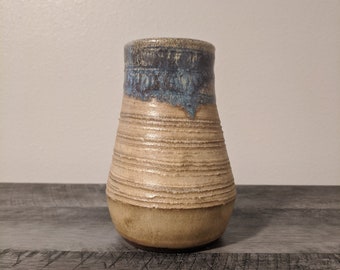 Gold and Blue Pottery Vase 6 inches by 4 inches