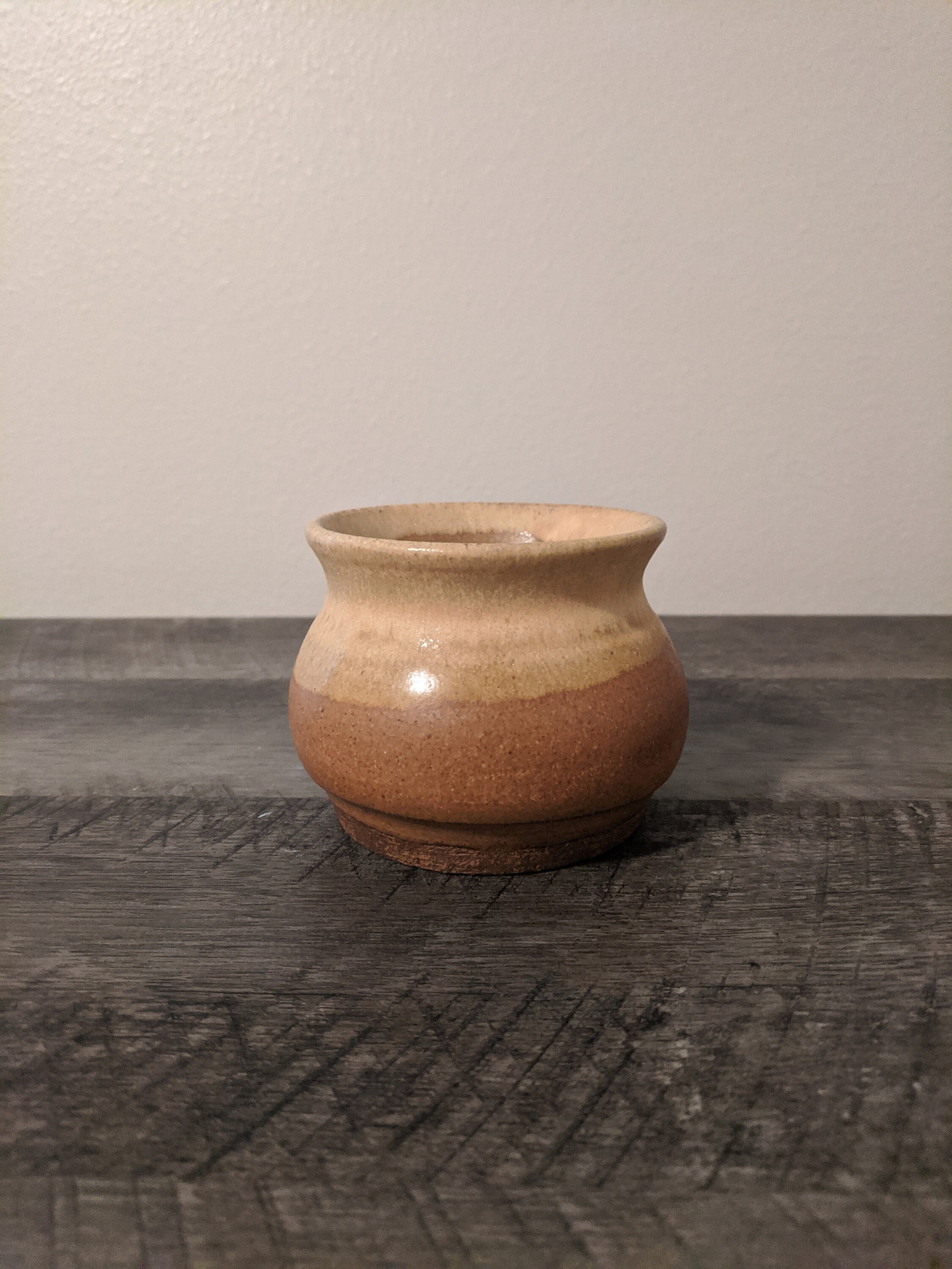 小さな茶色と黄褐色の陶器の花瓶 2と3/4インチ×3と3/4インチ - Etsy 日本