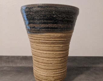 Gold and Blue Pottery Vase 6 and a half inches by 4 inches