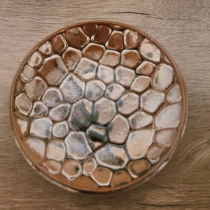 Small Brown and Black Plate Patterned Tray 4 and a half Inches Wide