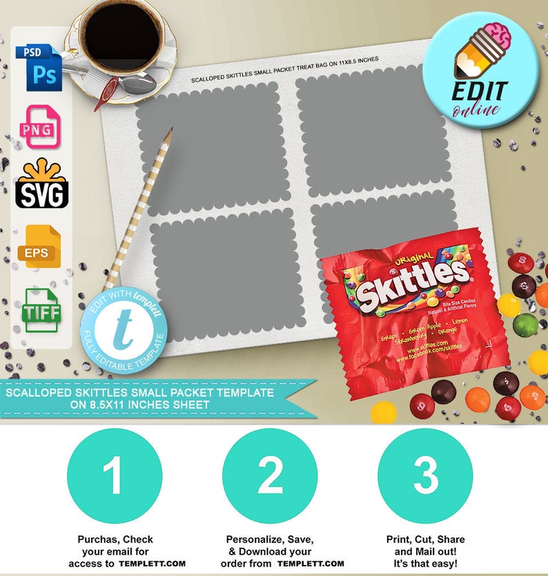 Download NO SOFTWARE Skittles template Skittles treat bag Skittles | Etsy