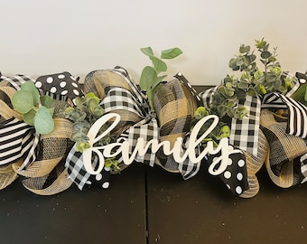 Family garland | Buffalo Garland |Black and white Garland | Checker Garland | Fall Garland | Greenery Garland