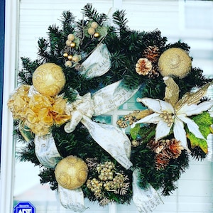 16in&#39; Greenery Gold Christmas Wreath | Greenery Wreath | Christmas Wreath | Luxury Wreath