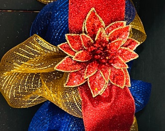 Christmas Garland | Red, Blue and Gold Christmas Garland | Christmas Staircase Garland | Luxury Christmas Garland