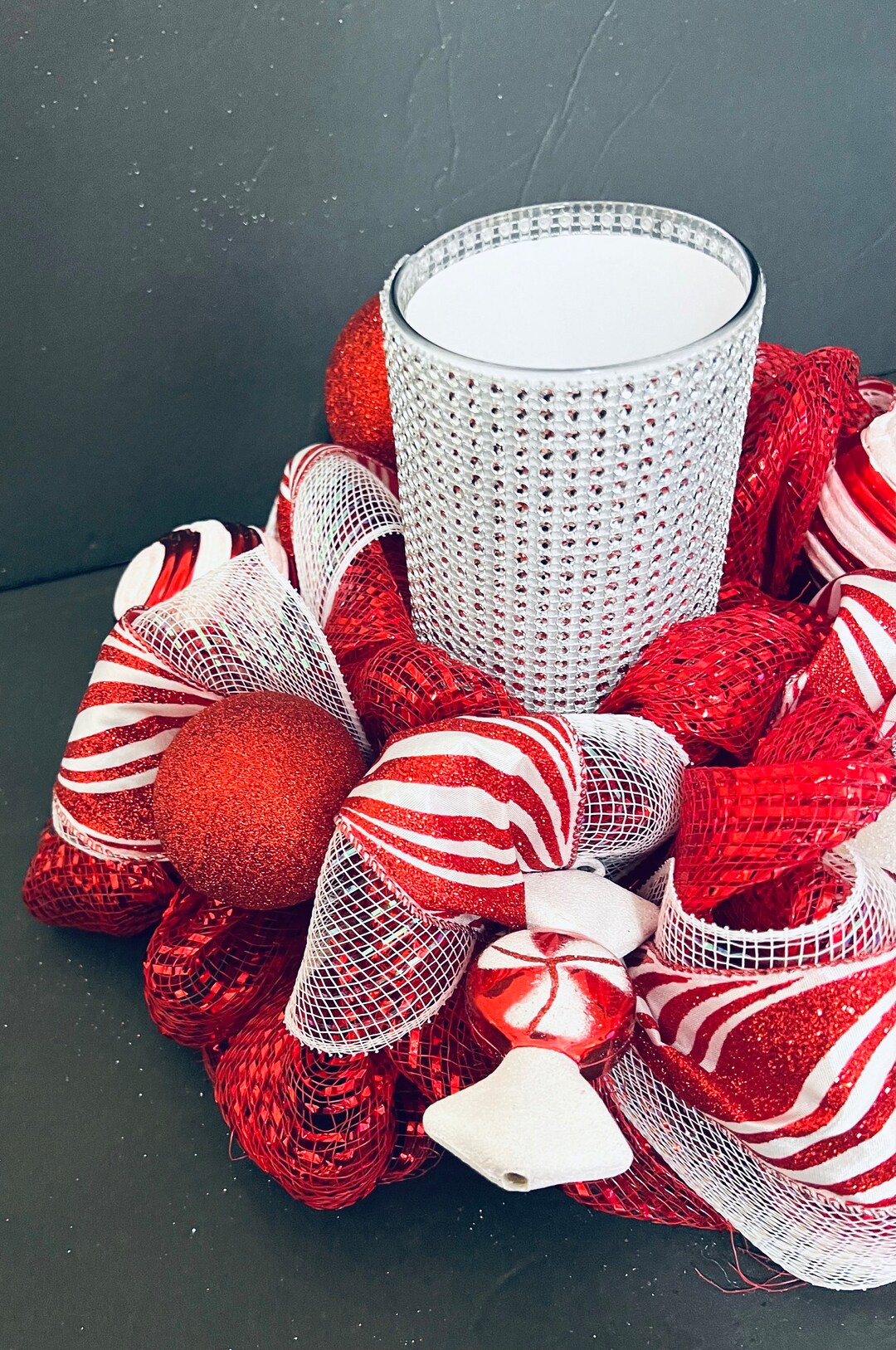 Christmas Red and White Centerpiece | Peppermint Centerpiece | Luxury ...